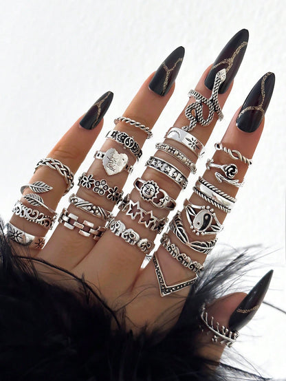 21pcs Vintage Bohemian Style Rings