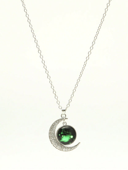 Luminous Vintage Moon & Zodiac Pendant Necklace