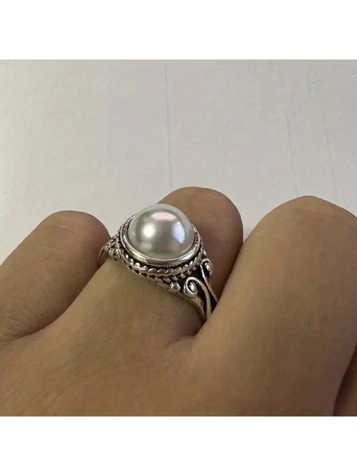 1pc Vintage Faux Pearl Ring