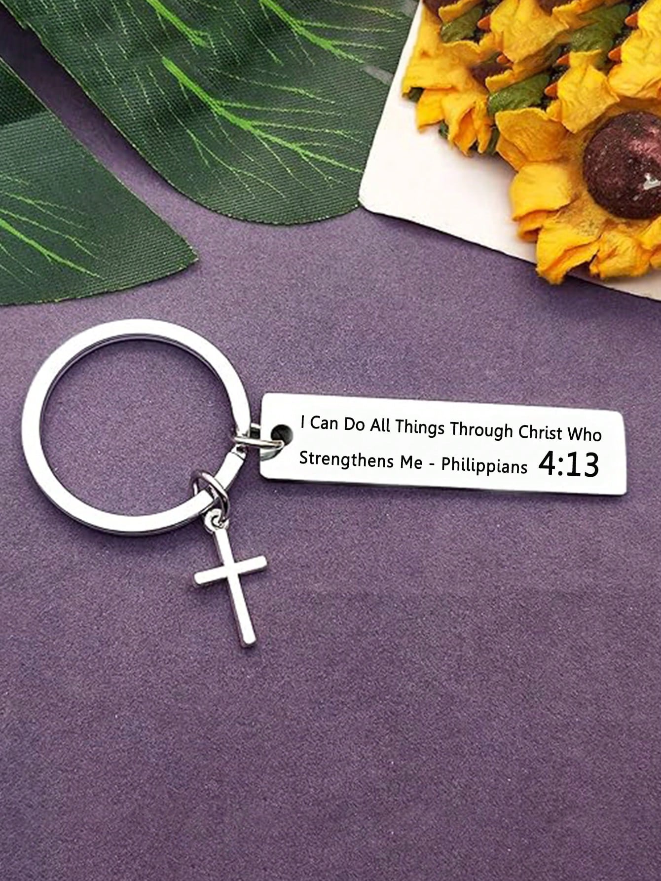 Bible Verse Cross Keychain Key Ring