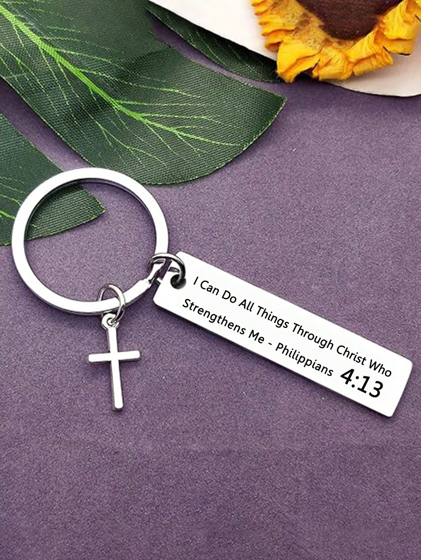 Bible Verse Cross Keychain Key Ring