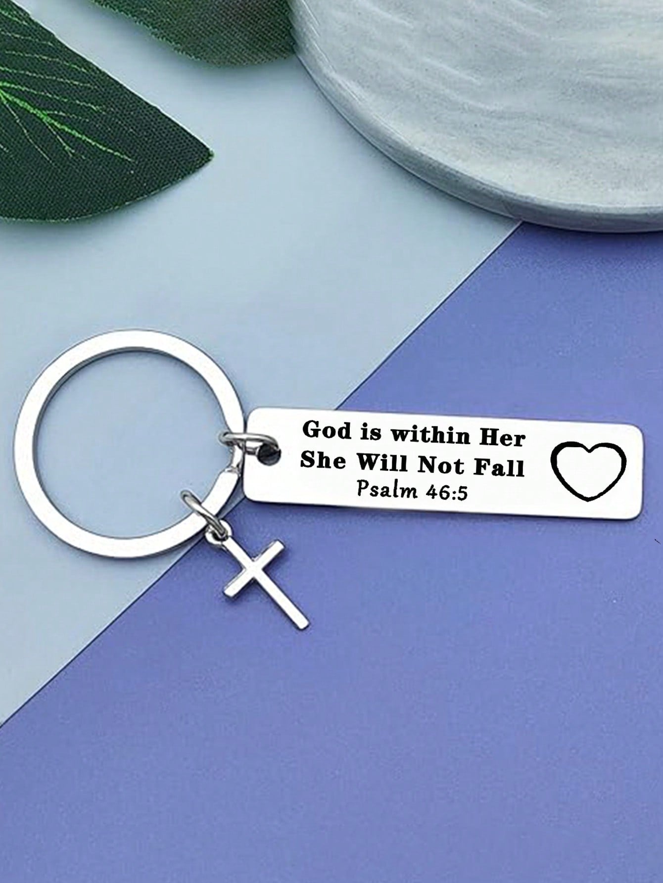 Bible Verse Cross Keychain Key Ring