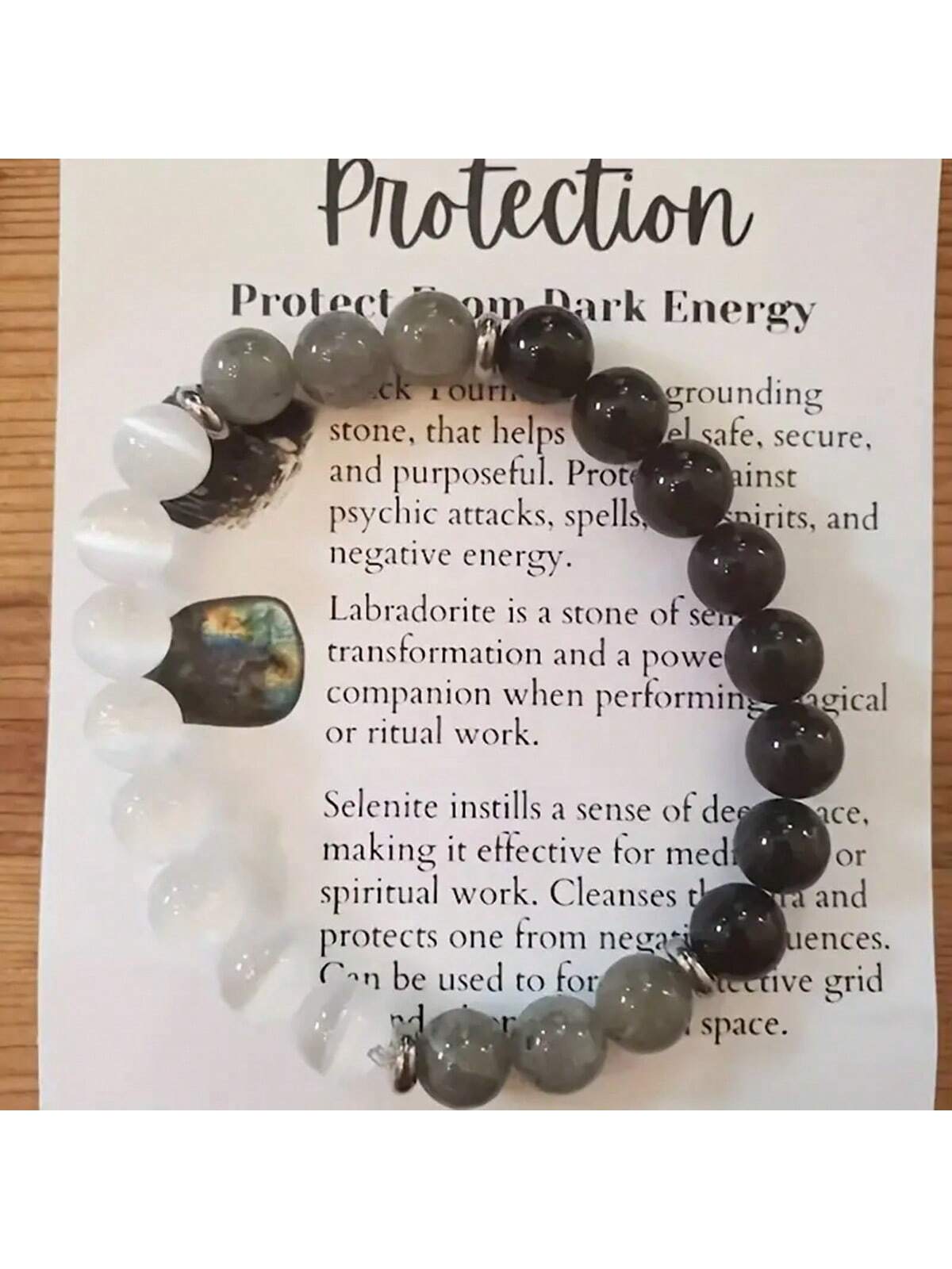 Aura Shield: Black Tourmaline, Selenite, and Labradorite Protection Bracelet