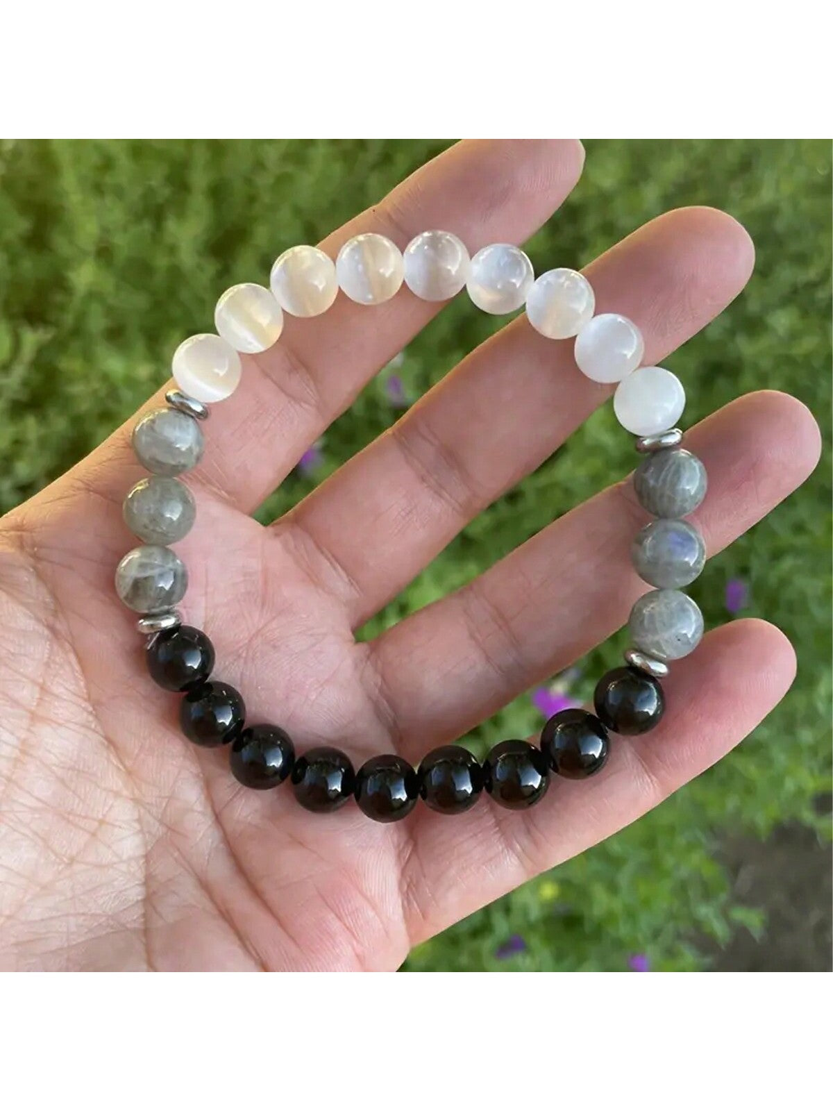 Aura Shield: Black Tourmaline, Selenite, and Labradorite Protection Bracelet