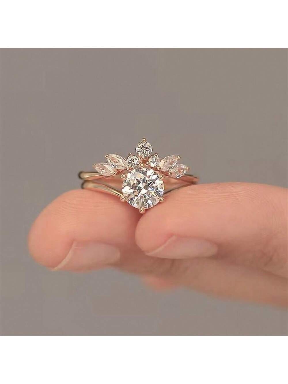 Enchanted Leaf Rose Gold Ring Set