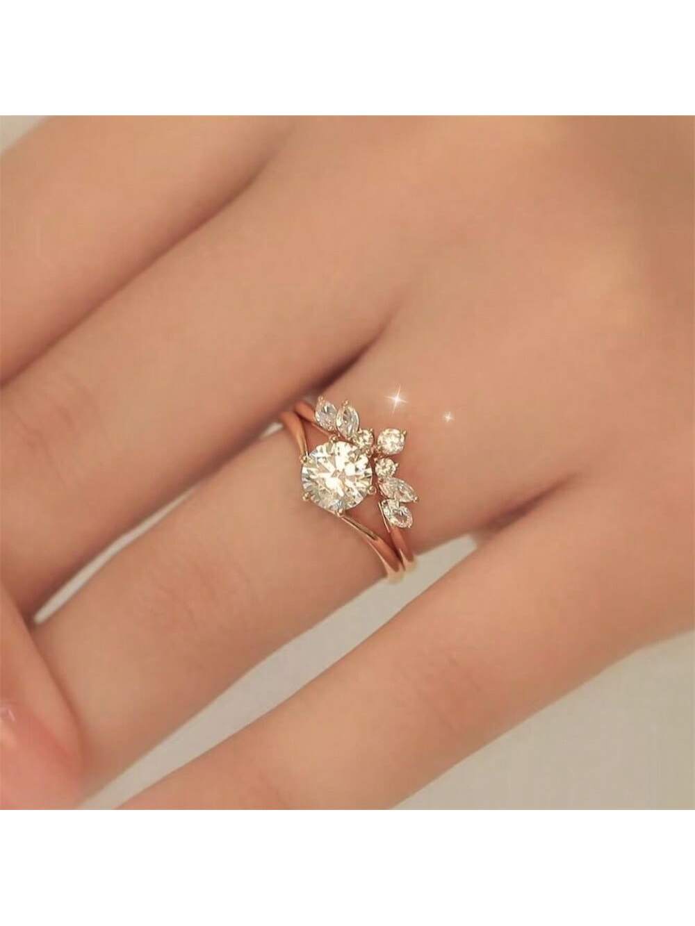 Enchanted Leaf Rose Gold Ring Set