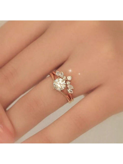 Enchanted Leaf Rose Gold Ring Set