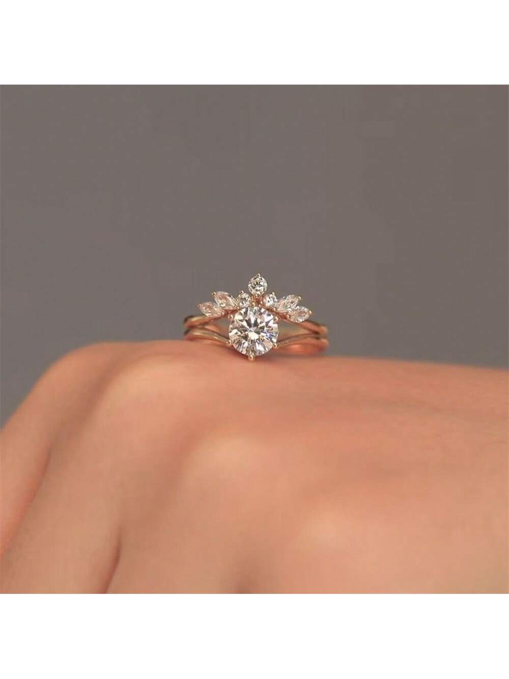 Enchanted Leaf Rose Gold Ring Set