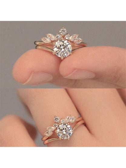 Enchanted Leaf Rose Gold Ring Set