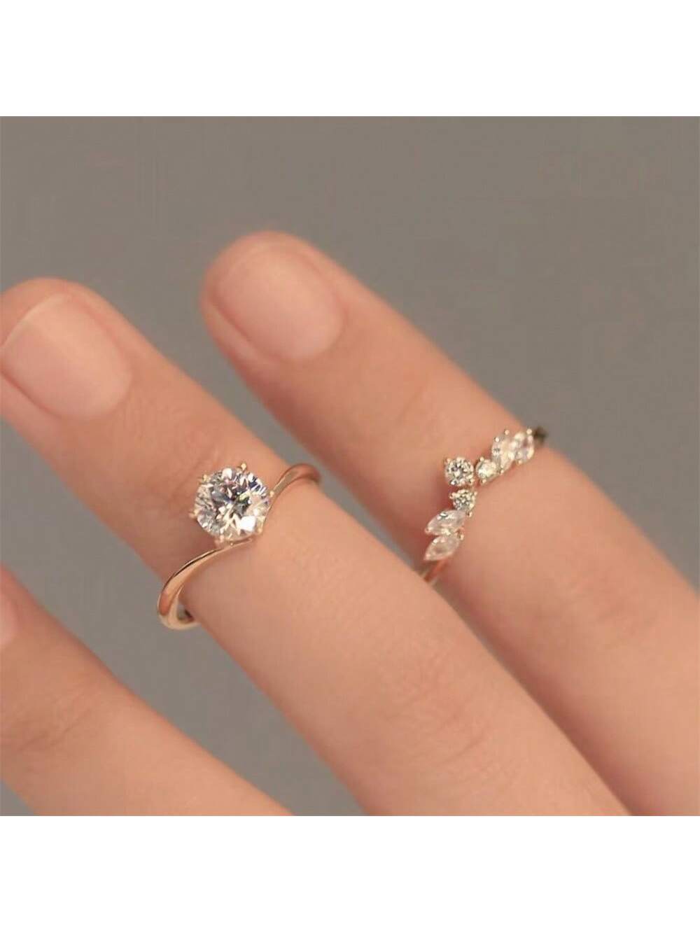 Enchanted Leaf Rose Gold Ring Set