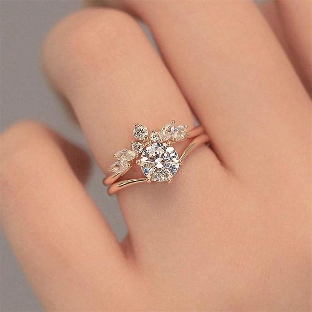 Enchanted Leaf Rose Gold Ring Set