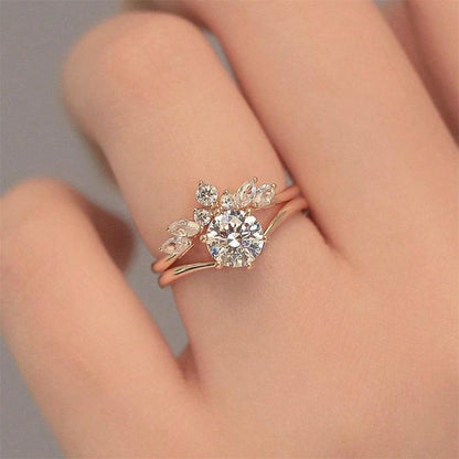 Enchanted Leaf Rose Gold Ring Set