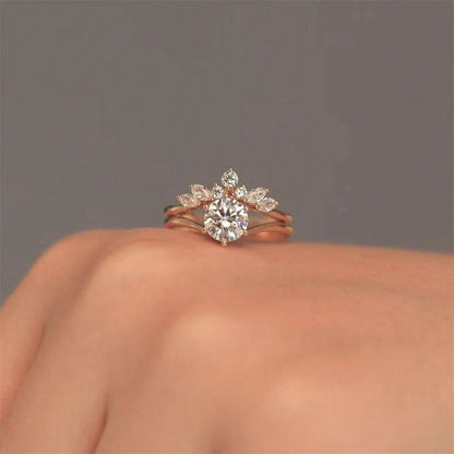 Enchanted Leaf Rose Gold Ring Set