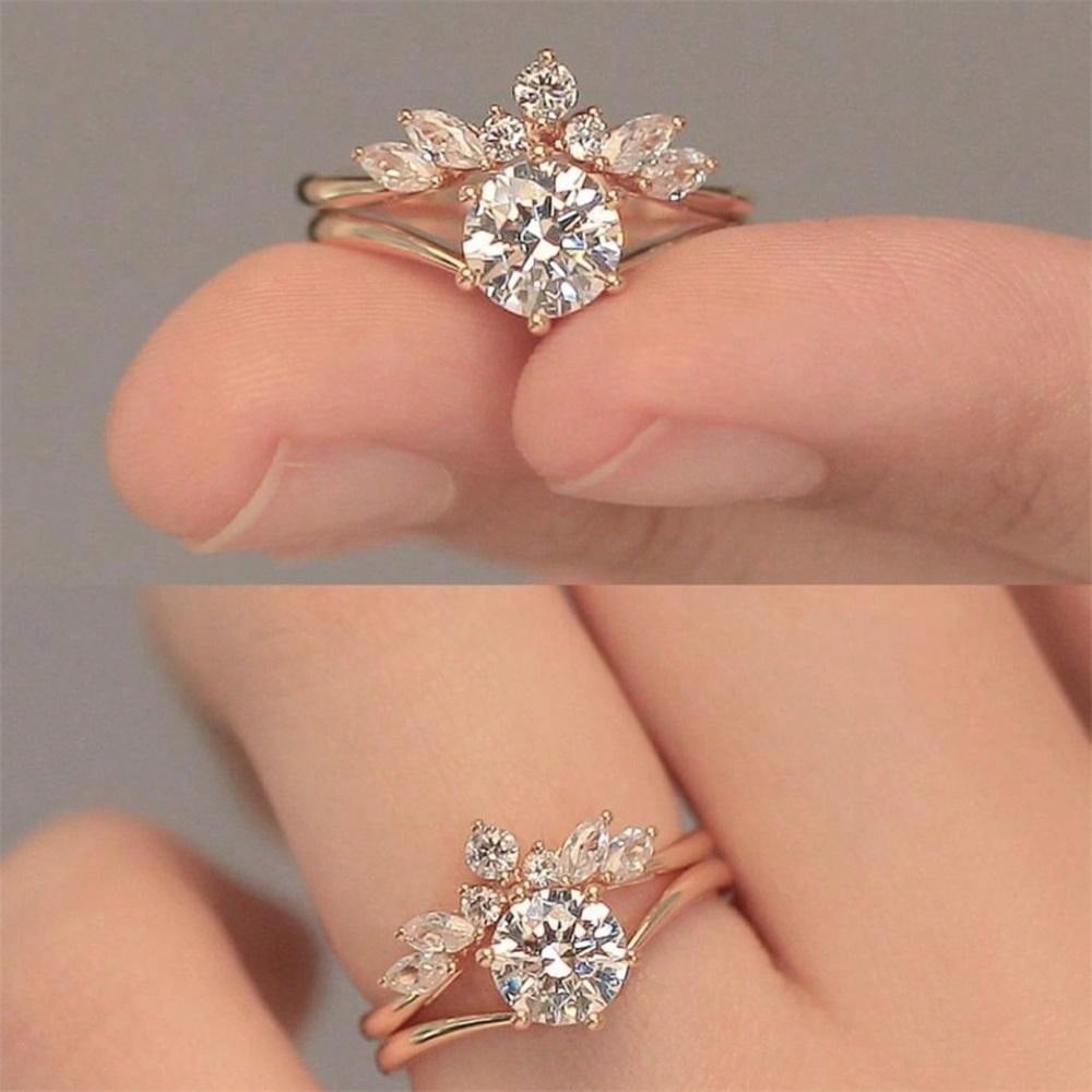 Enchanted Leaf Rose Gold Ring Set