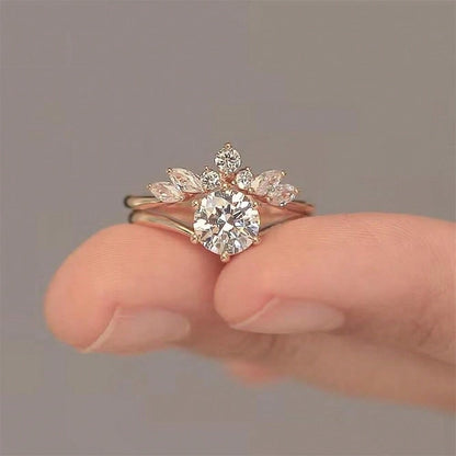 Enchanted Leaf Rose Gold Ring Set