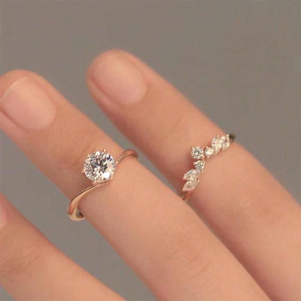 Enchanted Leaf Rose Gold Ring Set