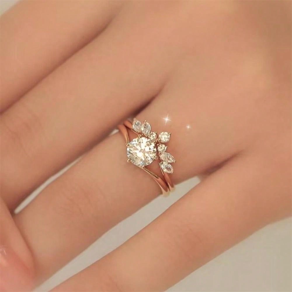 Enchanted Leaf Rose Gold Ring Set