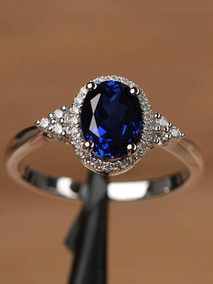 Promise Ring With Blue Rhinestone Decoration