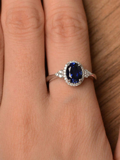 Promise Ring With Blue Rhinestone Decoration