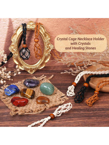 Crystals Necklace Holders And Healing Stones Set