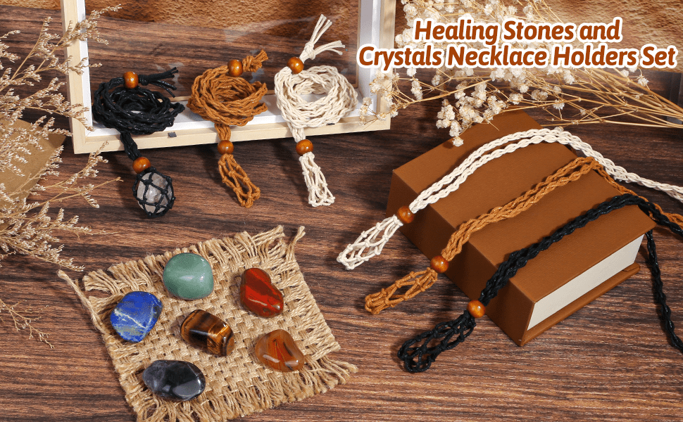 Crystals Necklace Holders And Healing Stones Set