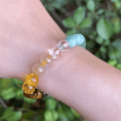 Luck & Prosperity Duo: Green Peacock Stone & Tiger Eye Stone Bracelet