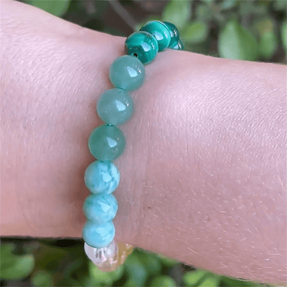 Luck & Prosperity Duo: Green Peacock Stone & Tiger Eye Stone Bracelet