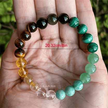 Luck & Prosperity Duo: Green Peacock Stone & Tiger Eye Stone Bracelet