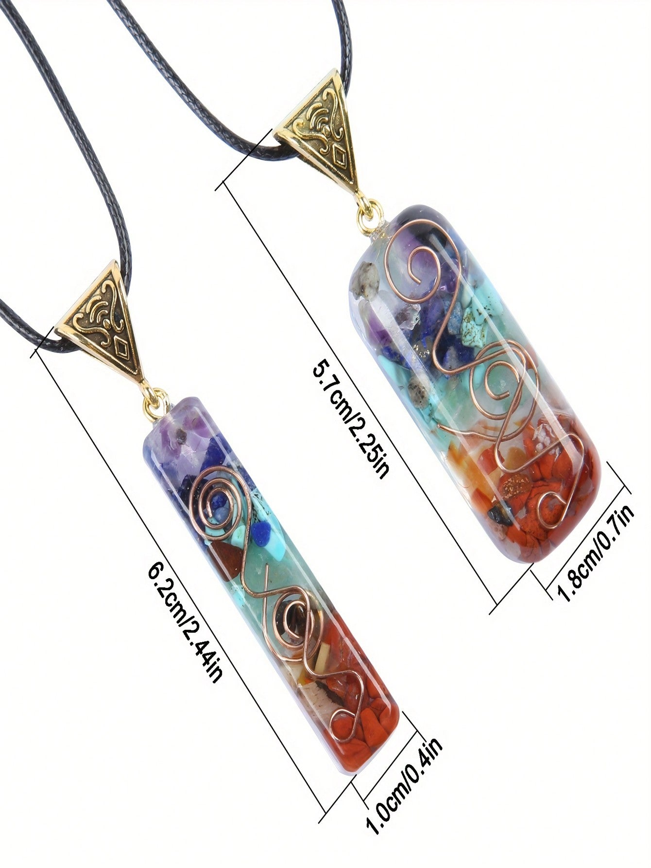 Chakra Healing Crystal Pendant Necklace With Adjustable Chain