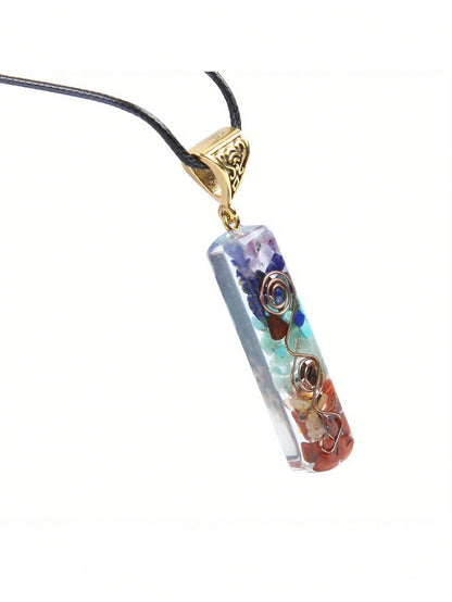 Chakra Healing Crystal Pendant Necklace With Adjustable Chain