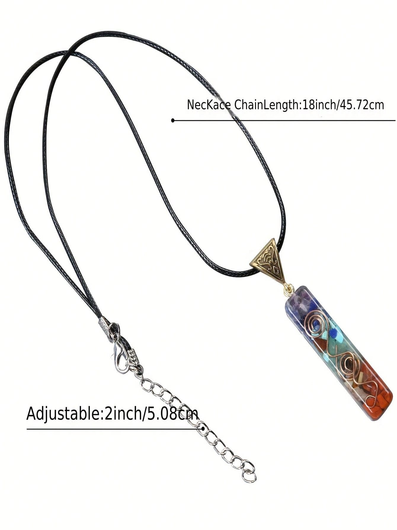 Chakra Healing Crystal Pendant Necklace With Adjustable Chain