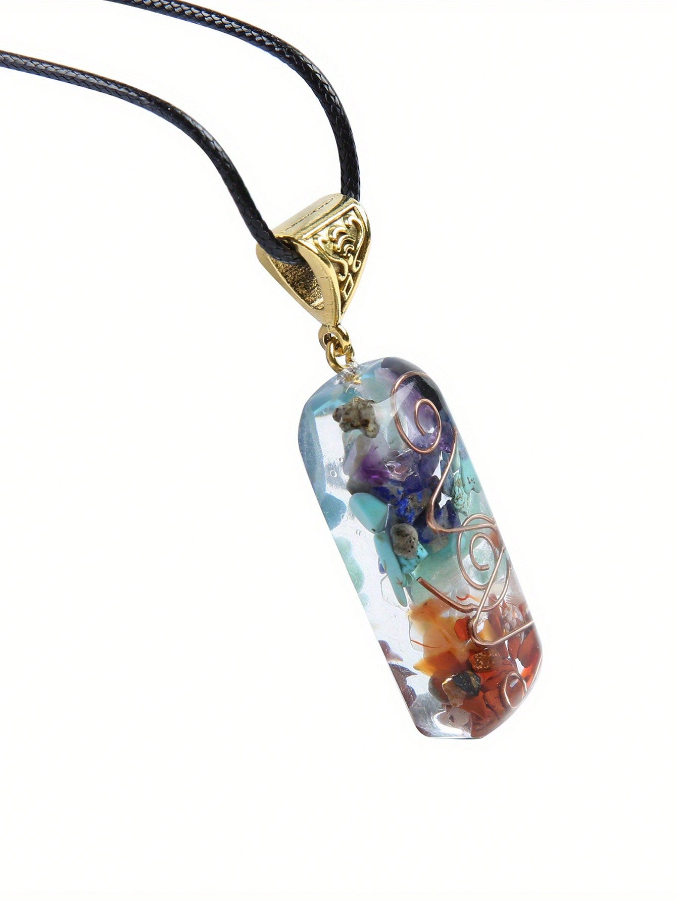 Chakra Healing Crystal Pendant Necklace With Adjustable Chain