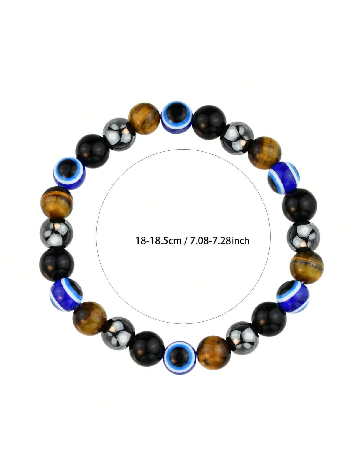 Tiger Eye Stone Evil Eye Beaded Bracelet