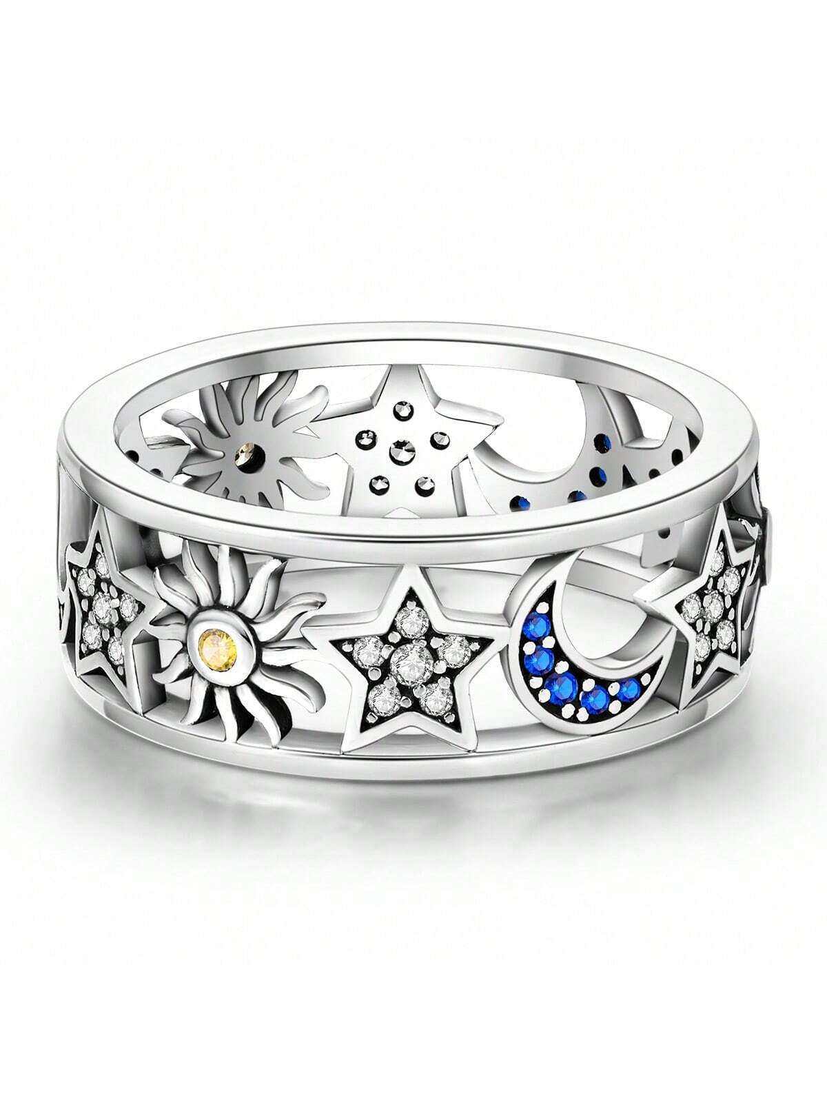 Hamsa Hand & Evil Eye Design Amulet Wide Ring