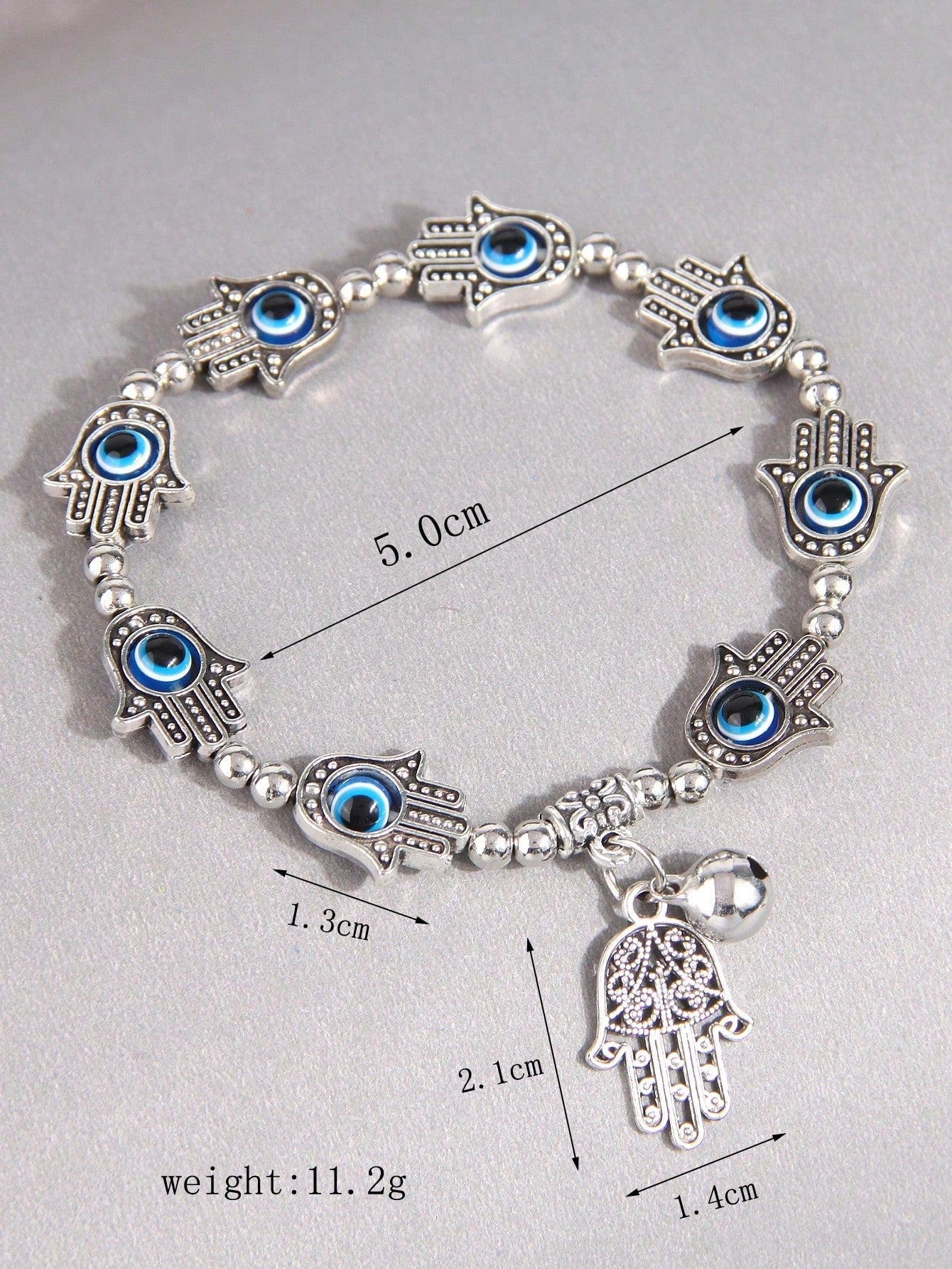 Stylish & Simple Hamsa Palm Charm & Evil Eye Beaded Bracelet