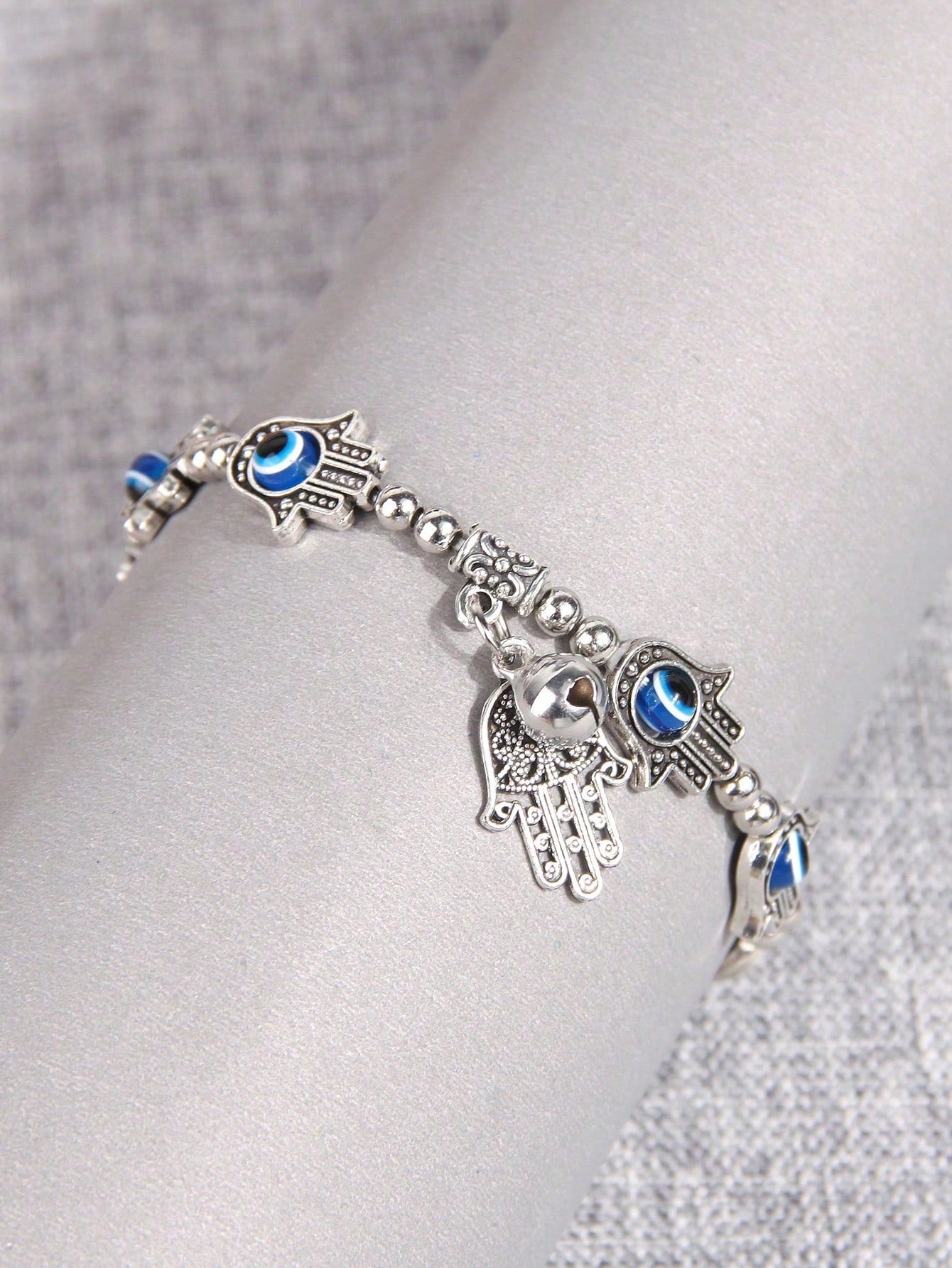 Stylish & Simple Hamsa Palm Charm & Evil Eye Beaded Bracelet