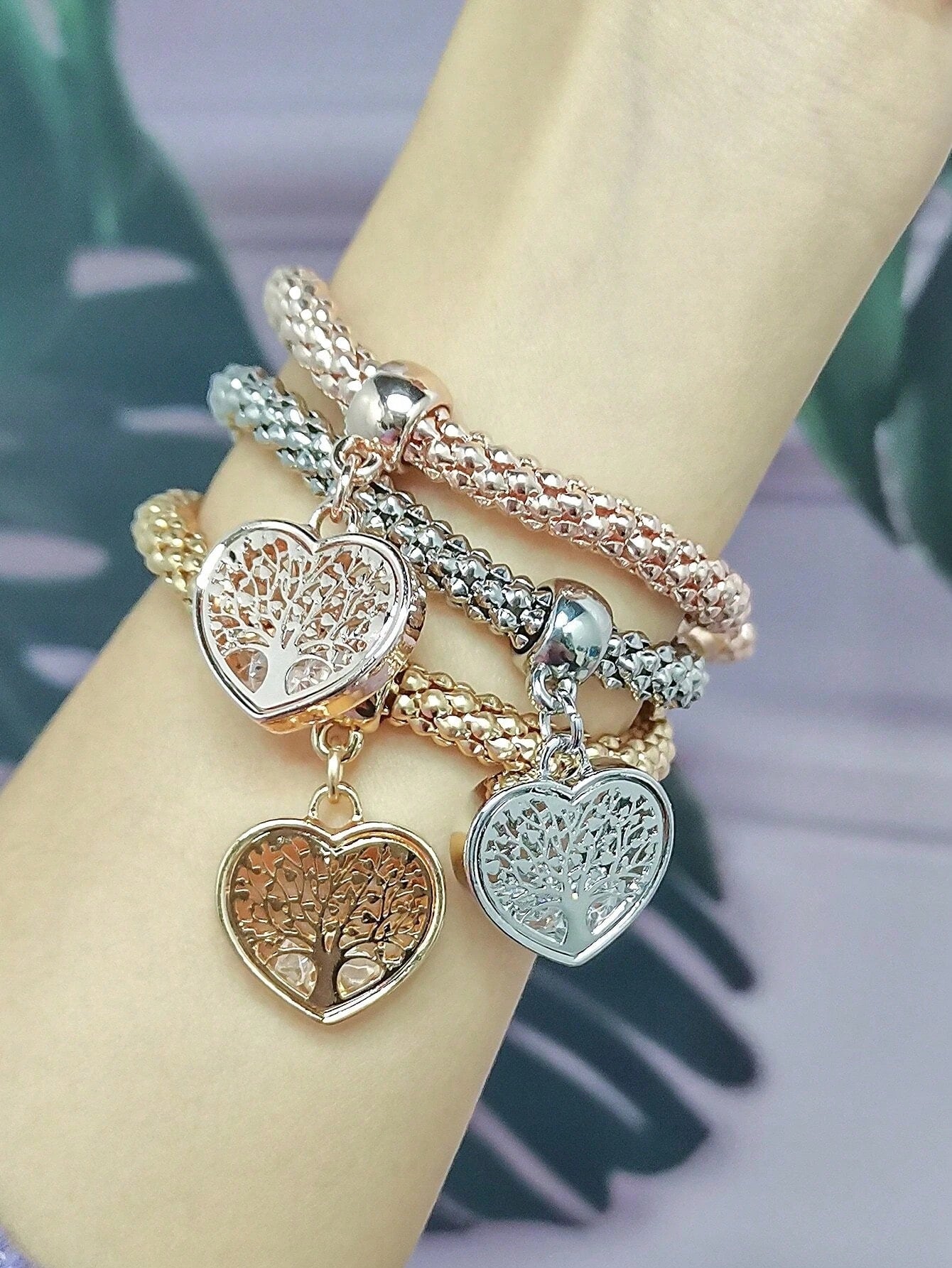 Enchanted Forest Heart Trio Bracelet Set