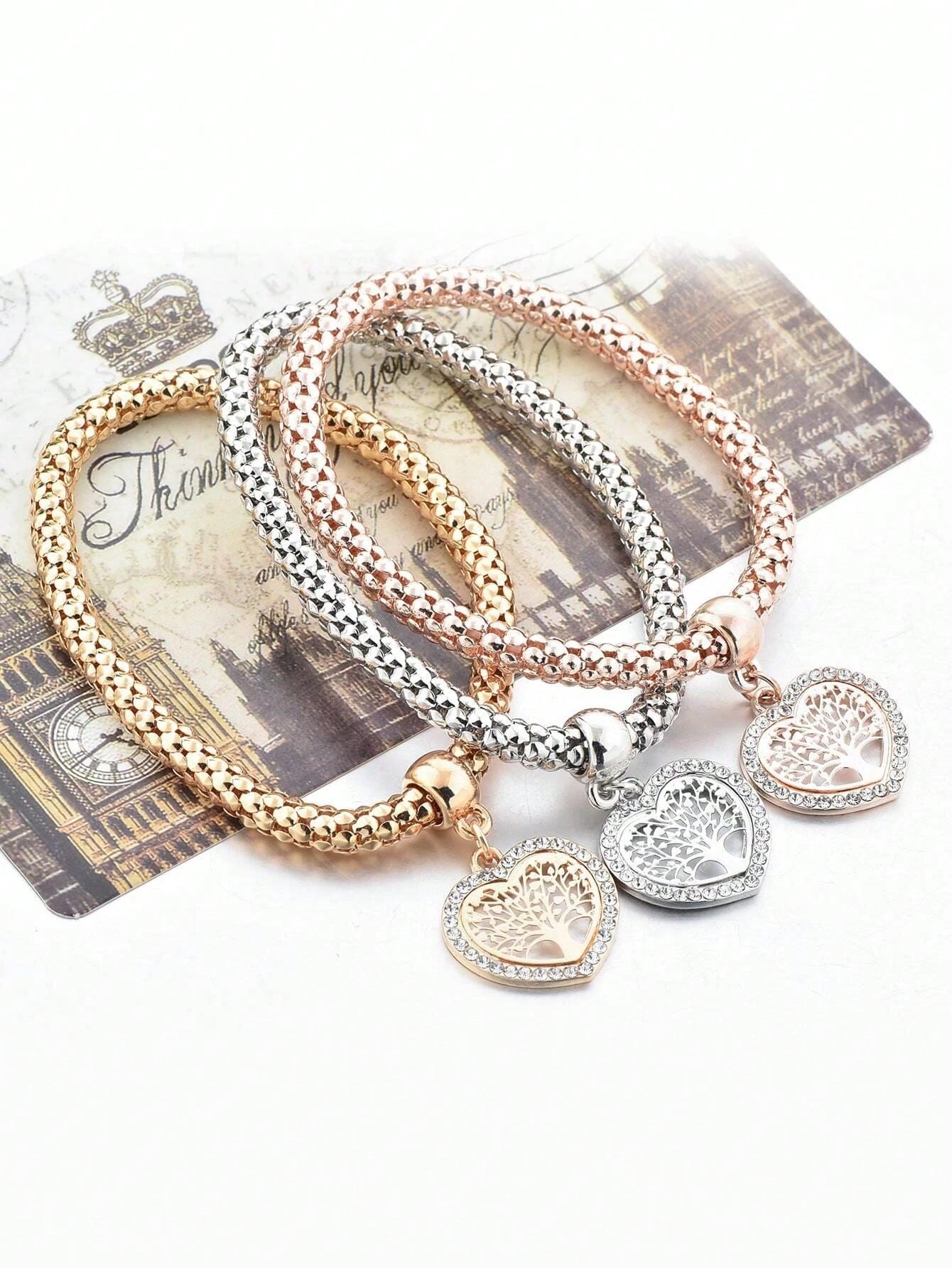 Enchanted Forest Heart Trio Bracelet Set