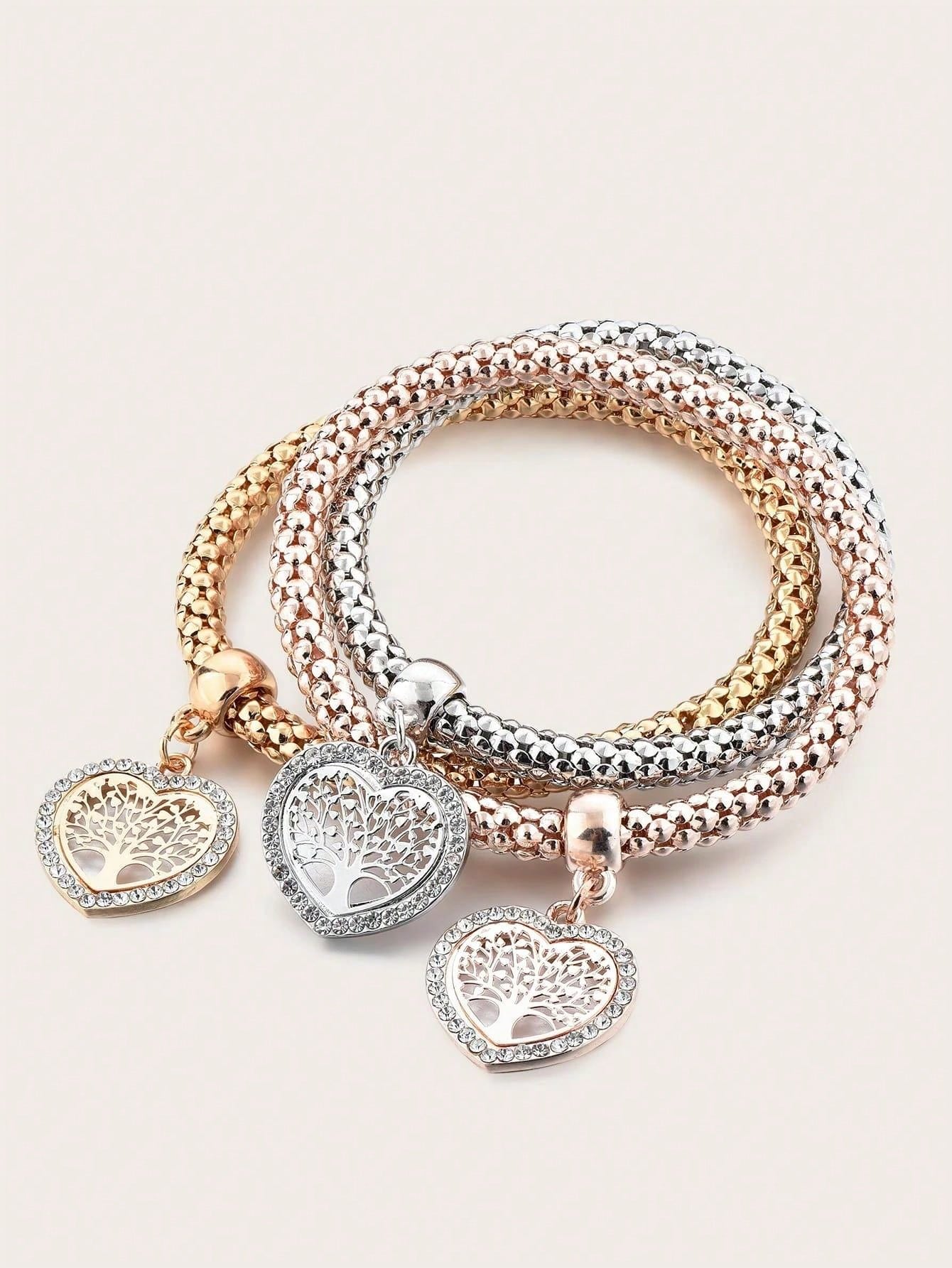 Enchanted Forest Heart Trio Bracelet Set