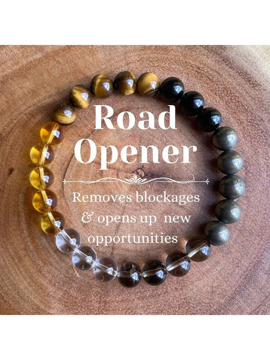 Road Opener Manifestation Bracelet: Citrine, Pyrite, and Tiger's Eye for Love, Money, and Success