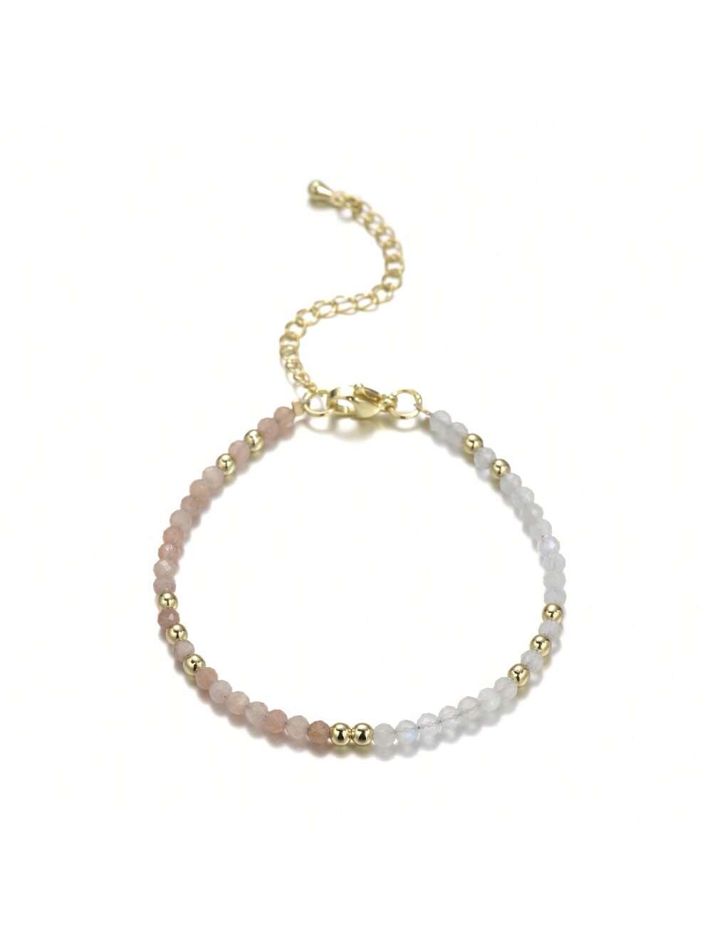 Sunstone & Moonstone Beaded Bracelet - 3mm Faceted Crystal Beads