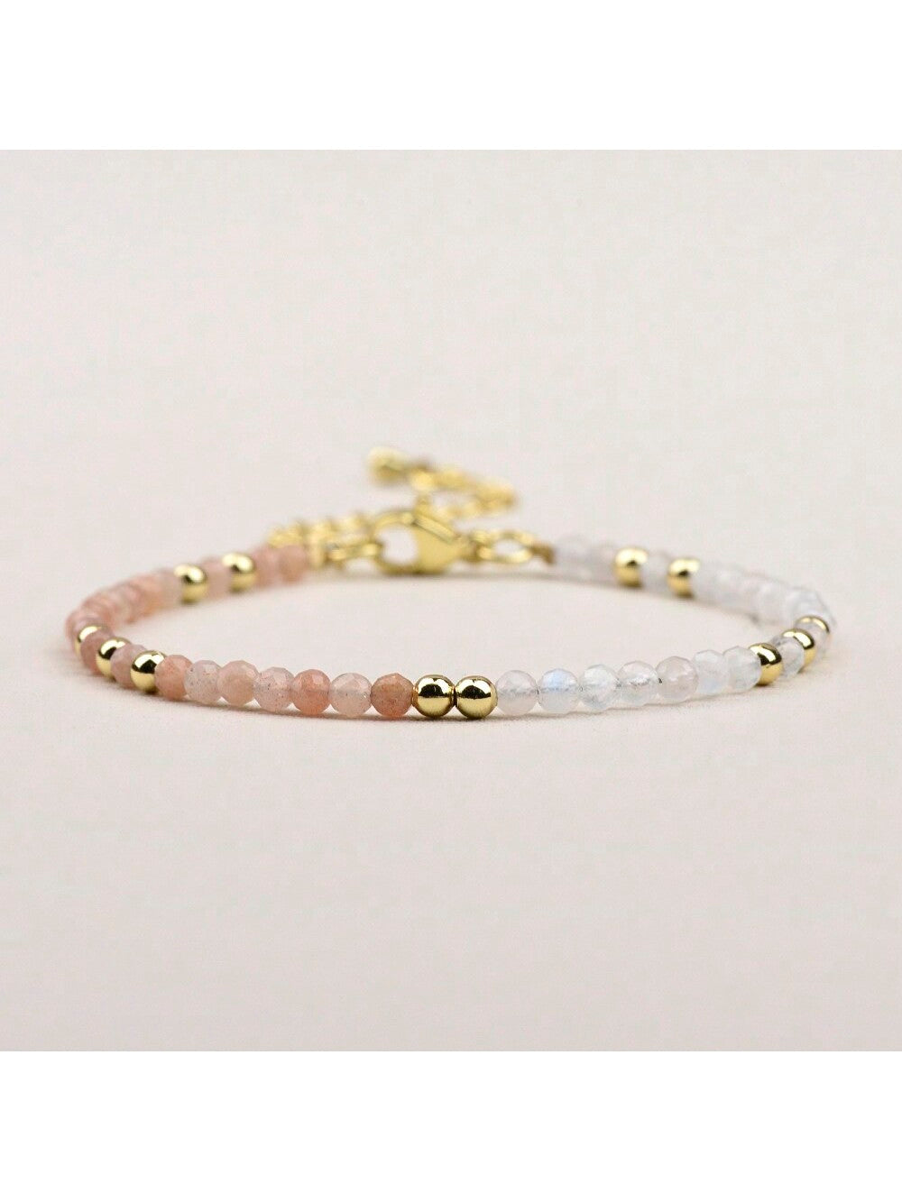 Sunstone & Moonstone Beaded Bracelet - 3mm Faceted Crystal Beads