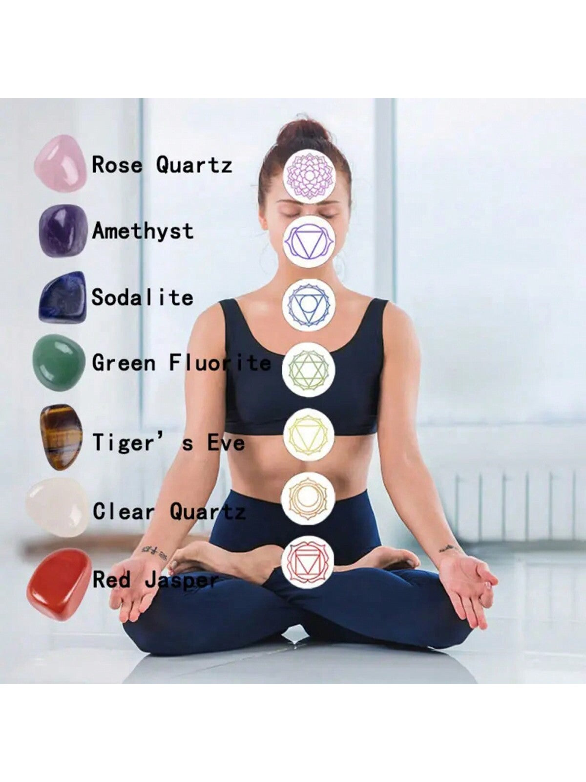 8pcs/Set Of Natural Crystal Stones, Chakra Meditation Spirit Treatment Stones