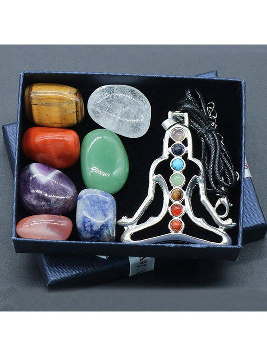 8pcs/Set Of Natural Crystal Stones, Chakra Meditation Spirit Treatment Stones