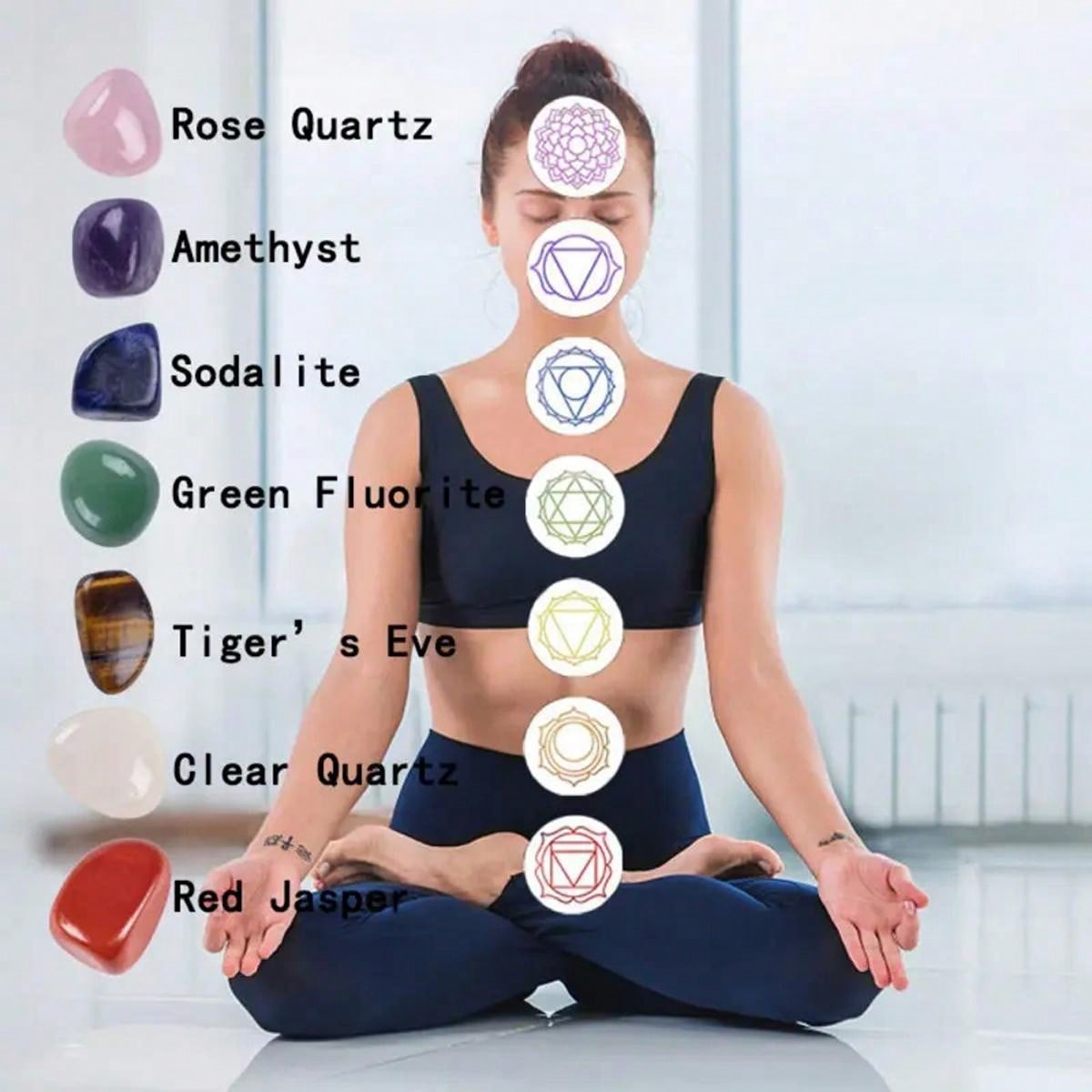 8pcs/Set Of Natural Crystal Stones, Chakra Meditation Spirit Treatment Stones