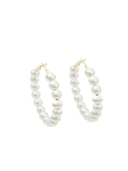 Bold Circle Pearl Statement Earrings