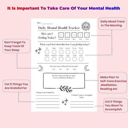 Mental Health Journal for Women: Daily Self-Care & Mood Tracker