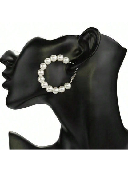 Bold Circle Pearl Statement Earrings