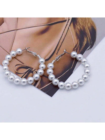 Bold Circle Pearl Statement Earrings