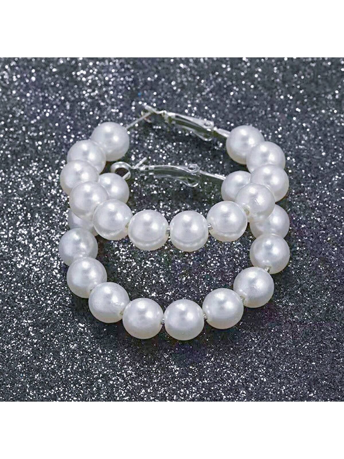 Bold Circle Pearl Statement Earrings